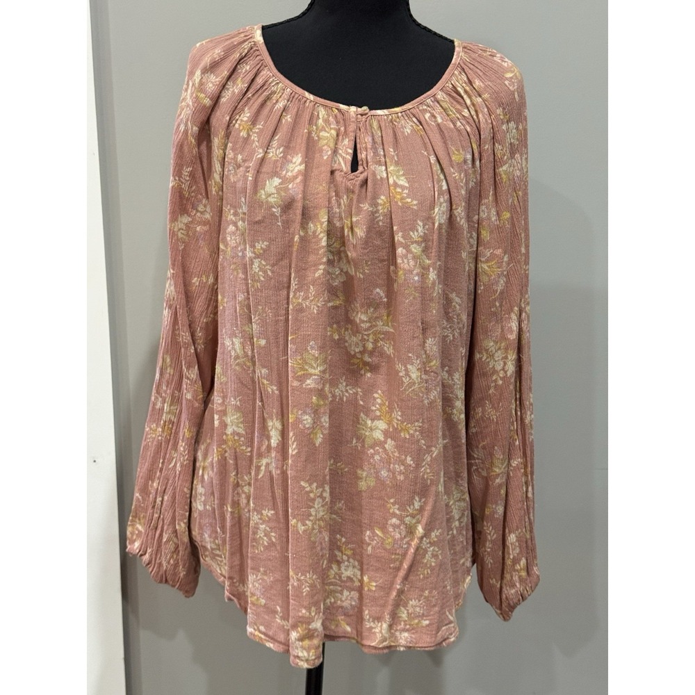 Chaps Ralph Lauren Floral Peasant Top Large Bohemian Cottagecore Coastal Casual - Picture 1 of 6